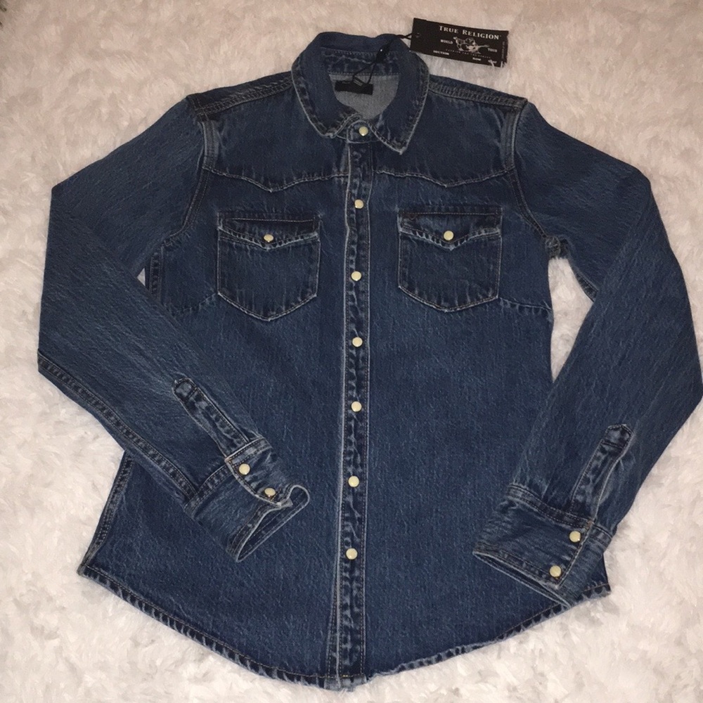 True Religion, women’s jeans shirt, size small
